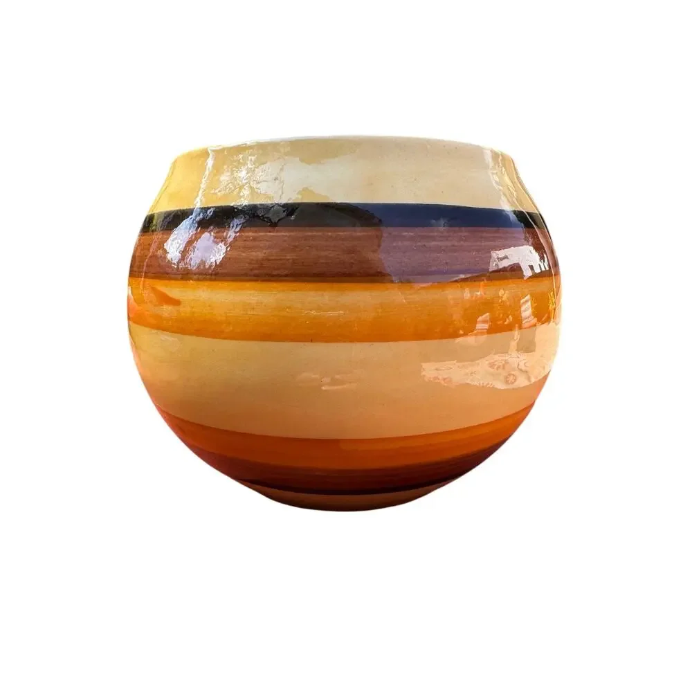 Vintage Mid-Century Modern Ceramic USA Pottrey Striped Planter C-50-1MCM